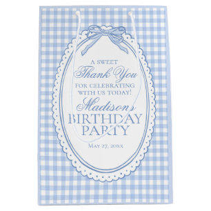 Blauw geruit kokette strik verjaardagsfeestjes fav medium cadeauzakje