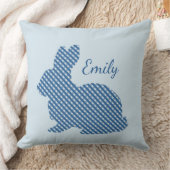 Blauw geruit konijn gepersonaliseerd kussen (Deken)