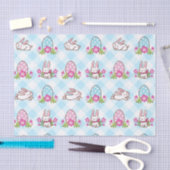 Blauw geruit konijn huppelt tissuepapier (Craft)