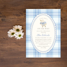 Blauw geruit kuikentje jongens babyfeest