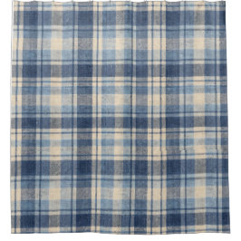 Blauw Geruit Landelijk Douchegordijn