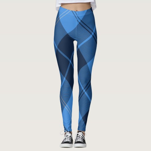 blauw geruit leggings (Voorkant)