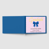 Blauw geruit lint afstudeerfeest gastenboek (Volledig)