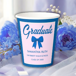 Blauw geruit lint afstudeerfeest papieren bekers