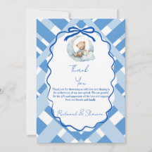 Blauw geruit lint voor jongens baby shower beer