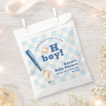 Blauw geruit Little Slugger honkbal baby shower