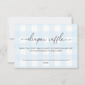 Blauw geruit luier raffel ticket kaart (Voorkant)