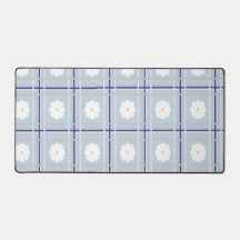 Blauw geruit madeliefjes patroon