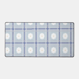 Blauw geruit madeliefjes patroon bureaumat