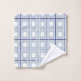 Blauw geruit madeliefjespatroon bad handdoek