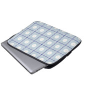 Blauw geruit madeliefjespatroon laptop sleeve (Voorkant onderkant)