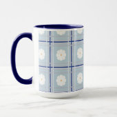 Blauw geruit madeliefjespatroon mok (Links)