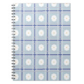 Blauw geruit madeliefjespatroon notitieboek (Voorkant)