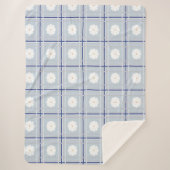 Blauw geruit madeliefjespatroon sherpa deken (Voorkant)