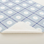 Blauw geruit madeliefjespatroon sherpa deken (3/4)