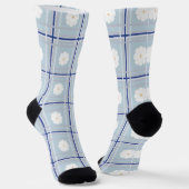 Blauw geruit madeliefjespatroon sokken (Gebogen)