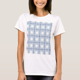 Blauw geruit madeliefjespatroon t-shirt