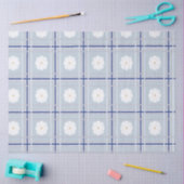 Blauw geruit madeliefjespatroon tissuepapier (Craft)
