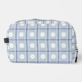 Blauw geruit madeliefjespatroon toilettasje (Voorkant)