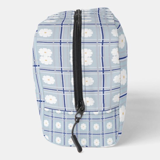 Blauw geruit madeliefjespatroon toilettasje (Rechts)