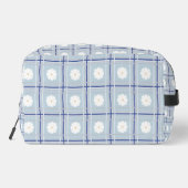 Blauw geruit madeliefjespatroon toilettasje (Achterkant)