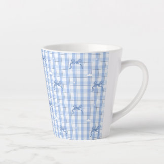 Blauw geruit met elegante strikken latte mok