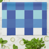 Blauw geruit modern vierkant patroon theedoek (Gevouwen)