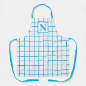 Blauw geruit monogram schort (Voorkant)