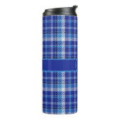 Blauw geruit monogram thermische tumbler thermosbeker (Gedraaid links)