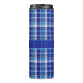 Blauw geruit monogram thermische tumbler thermosbeker (Achterkant)