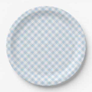 Blauw geruit papieren bordje