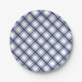 Blauw geruit papieren bordje (Voorkant)