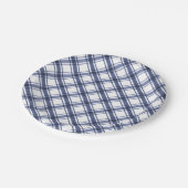Blauw geruit papieren bordje (Gekanteld)