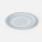 Blauw geruit Pasen Papieren Bordje (Gekanteld)