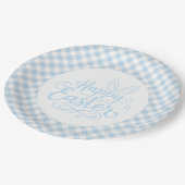 Blauw geruit Pasen Papieren Bordje (Gekanteld)
