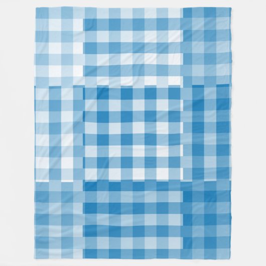 Blauw geruit patchworkpatroon fleece deken (Voorkant)