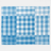 Blauw geruit patchworkpatroon fleece deken (Voorkant (Horizontaal))