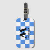 Blauw geruit patroon achtergrond bagagelabel (Voorkant (verticaal))