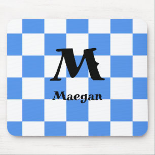 Blauw geruit patroon achtergrond muismat