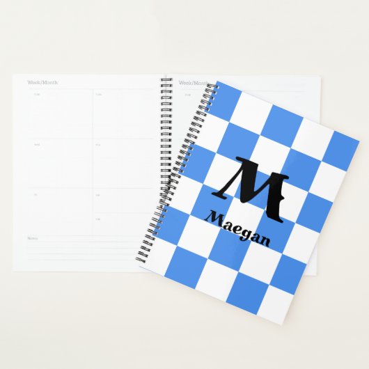 Blauw geruit patroon achtergrond planner (Display)