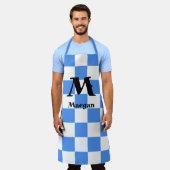 Blauw geruit patroon achtergrond schort (Gedragen)