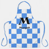 Blauw geruit patroon achtergrond schort (Voorkant)