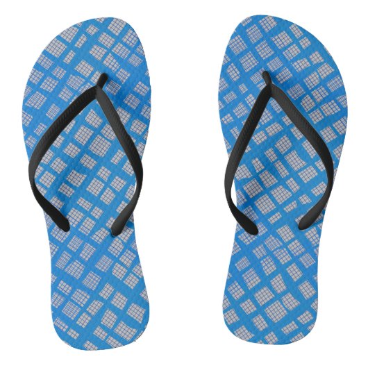 Blauw geruit patroon B10 L grijs BG Teenslippers (Voetbed)