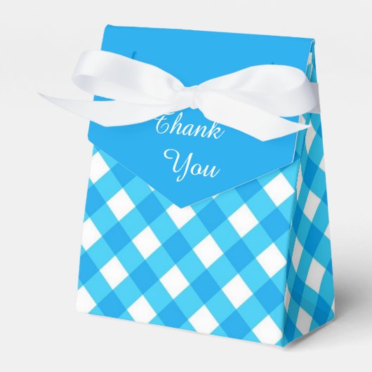 Blauw geruit patroon bedankdoosjes (Voorkant Zijde)