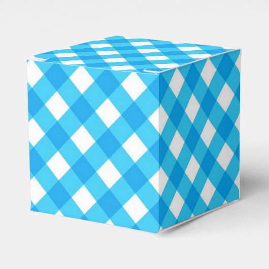 Blauw geruit patroon bedankdoosjes (Voorkant Zijde)