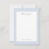 Blauw geruit patroon  bedankkaart (Voorkant)