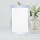 Blauw geruit patroon  bedankkaart (Staand voorkant)