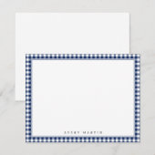Blauw geruit patroon gepersonaliseerd briefpapier notitiekaartje (Voorkant / Achterkant)
