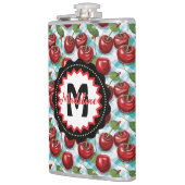 Blauw geruit Plaid Cherry patroon gepersonaliseerd Heupfles (Links)