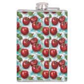 Blauw geruit Plaid Cherry patroon gepersonaliseerd Heupfles (Achterkant)